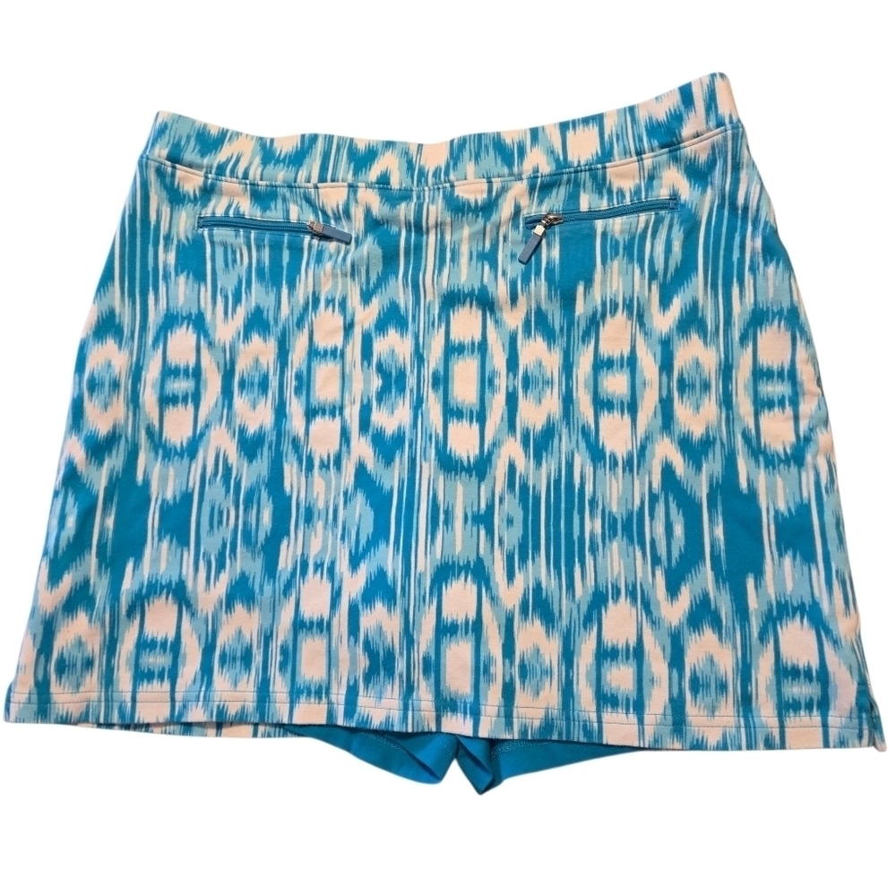 Jones New York Sport Women's Size L Golf Tennis Skort Teal Blue & White 2 pocket